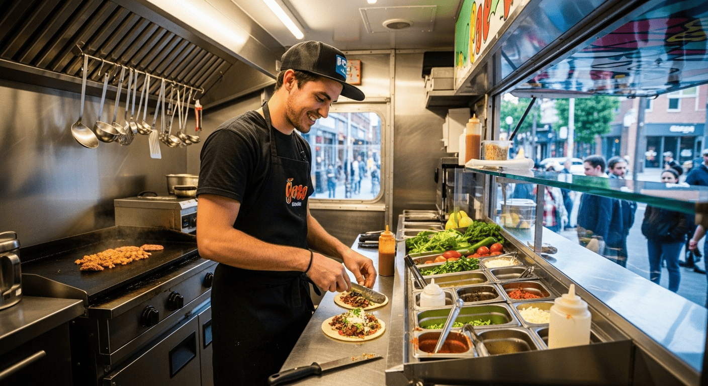 مشروع شاحنة طعام، مشروع Food Truck 2025، أفكار مشاريع صغيرة مربحة، مشروع مطعم متنقل، دراسة جدوى عربة طعام، مشروع ناجح برأس مال صغير، أفضل مشاريع الشباب، business ideas 2025، food truck business plan، مشاريع ريادية، مشروع طعام متنقل، مشروع مربح بدون محل.